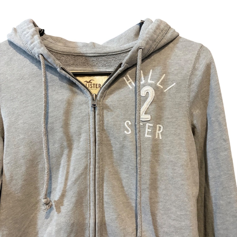 Hollister California‎ Vintage y2k Womens Gray Zip Up Hoodie Sweatshirt Size S